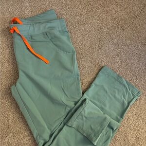 Figs Women's Green Kade cargo with Orange Drawstring